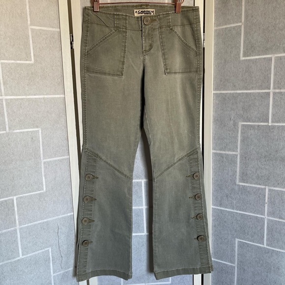 Y2K Z Cavaricci Olive Flare Button Denim Jeans🍸 - Picture 1 of 8